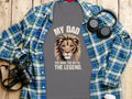 Grey t-shirt with lion graphic and text "MY DAD THE MAN, THE MYTH, THE LEGEND."