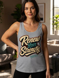 Grey tank top with "Renew Your Strength Isaiah 40:31" text.