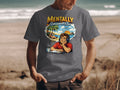 Graphic with text "Mentally Somewhere Else" and a daydream scene of a beach.