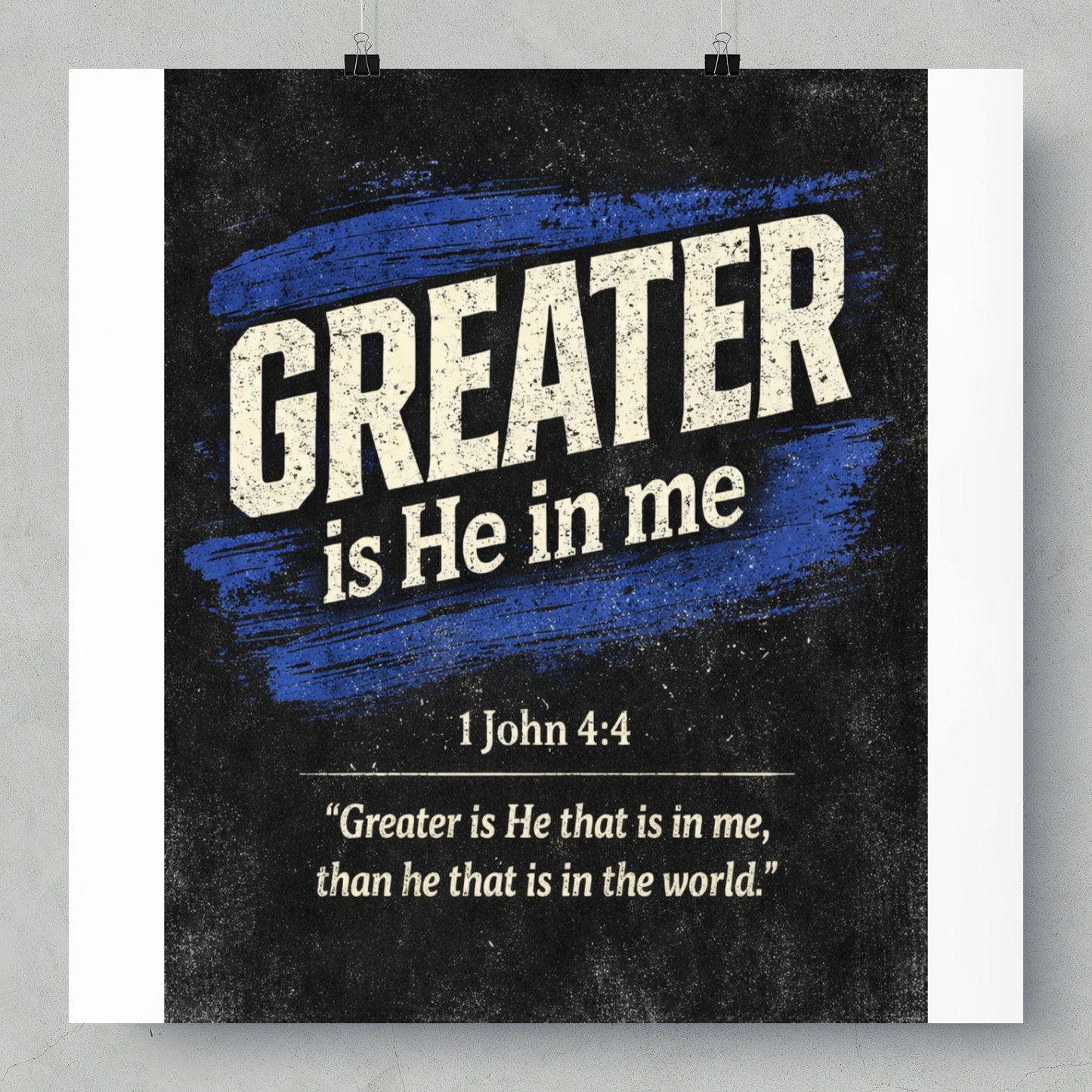 "Greater is He in me" text from 1 John 4:4 verse.