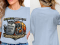 Light blue t-shirt with basketball graphic, dog tags, and "Deployed: Western Conf Semis" text.