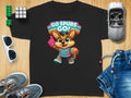 Black t-shirt with cartoon mascot and "Go Spurs Go!" text.