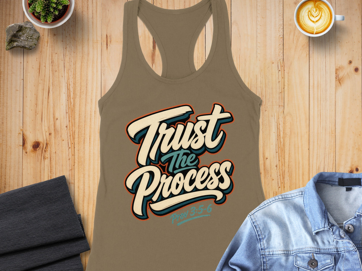 Tank top with "Trust The Process" text and "Prov 3:5-6" scripture