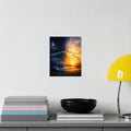 Artwork displaying night transitioning to sunrise with text Psalm 30:5.