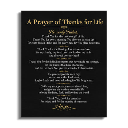 A Prayer of Thanks for Life with text of a prayer and the word Amen.