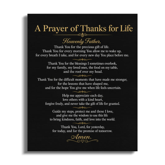 A Prayer of Thanks for Life with text of a prayer and the word Amen.