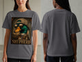 Graphic tee with a duck wearing sunglasses and a hat, reads "SHEPHERD".