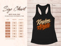 Size chart for Next Level 1533 Women's Ideal Racerback Tank, measured in inches.
