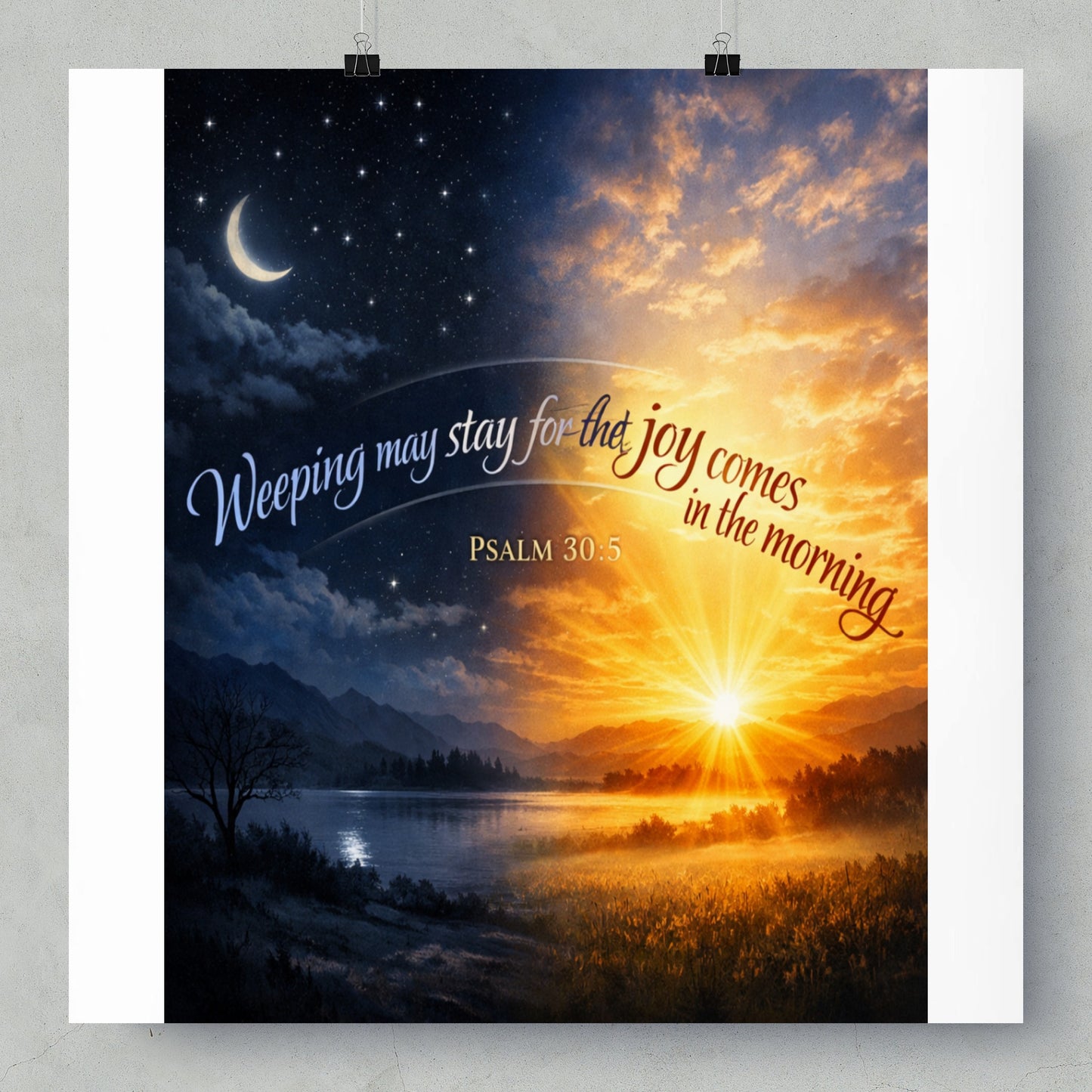 Psalm 30:5: Weeping may stay for the joy comes in the morning.