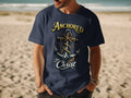 Navy t-shirt with an anchor design and the text "Anchored in Christ."
