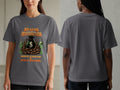 T-shirt with "Weapon of Mass Destruction" graphic, money bag, bullets, and text.