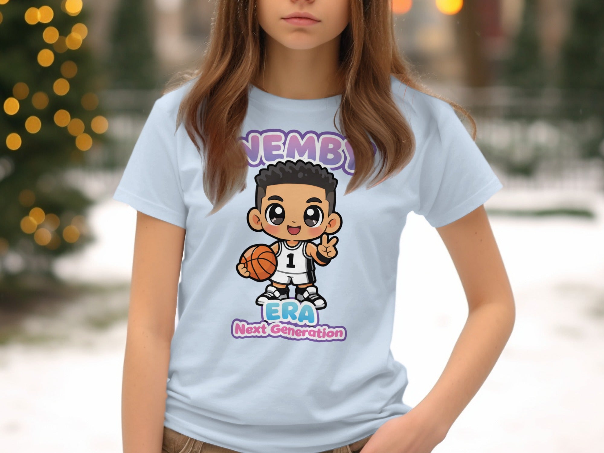 Light blue t-shirt with "NEMBY ERA Next Generation" and a cartoon basketball player graphic.