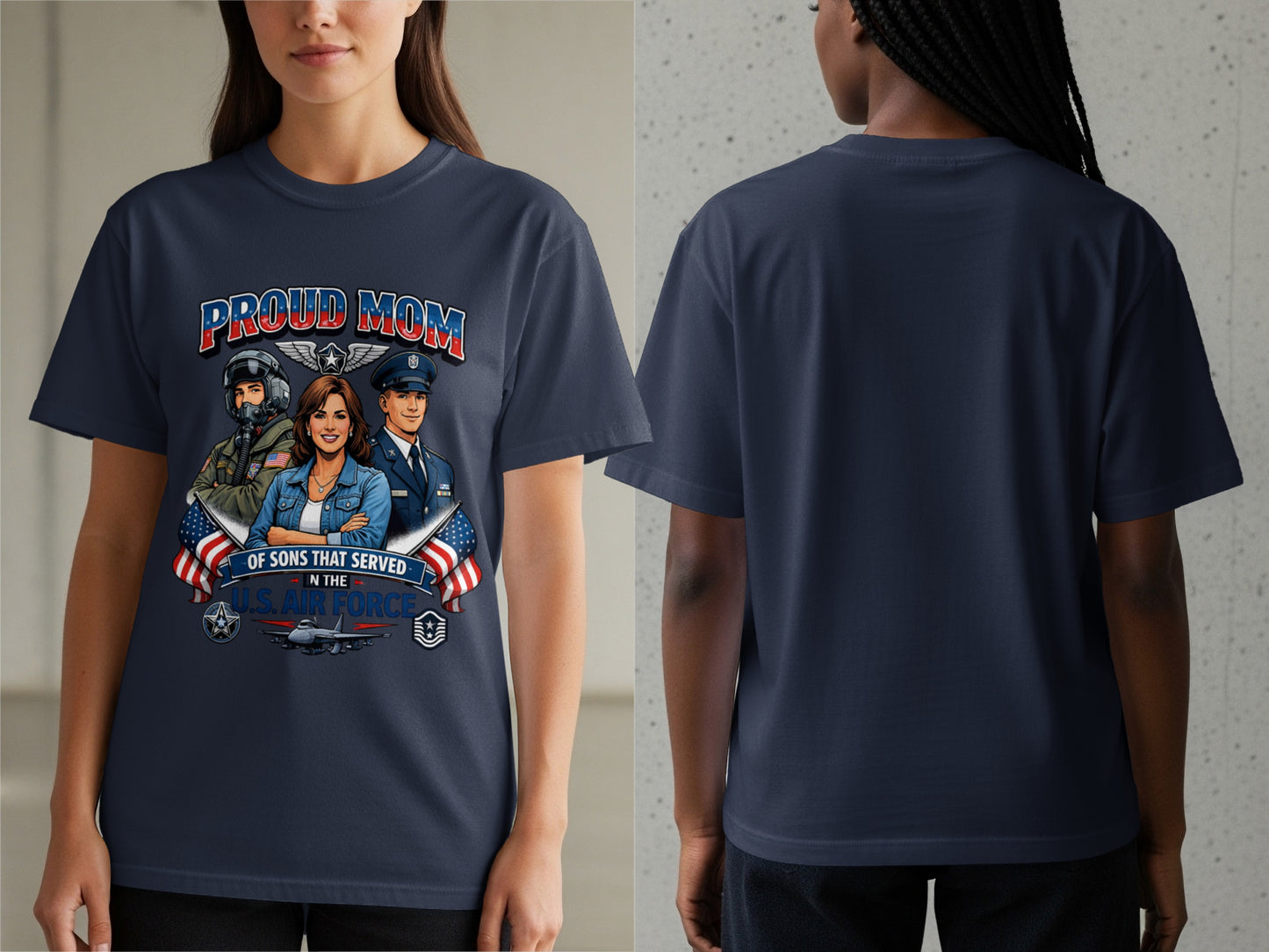 Proud Mom of sons that served in the U.S. Air Force graphic t-shirt.