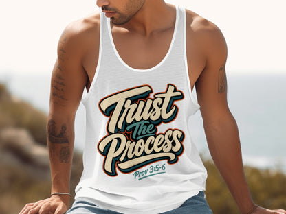 White tank top with "Trust The Process" and "Prov 3:5-6" text.