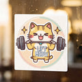 Kawaii cat character lifting weights with text "LIFT MEOW"