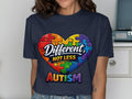 Autism heart puzzle with "Different, Not Less" and "Autism" text.
