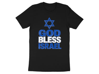 Black t-shirt with "God Bless Israel" text and a Star of David.
