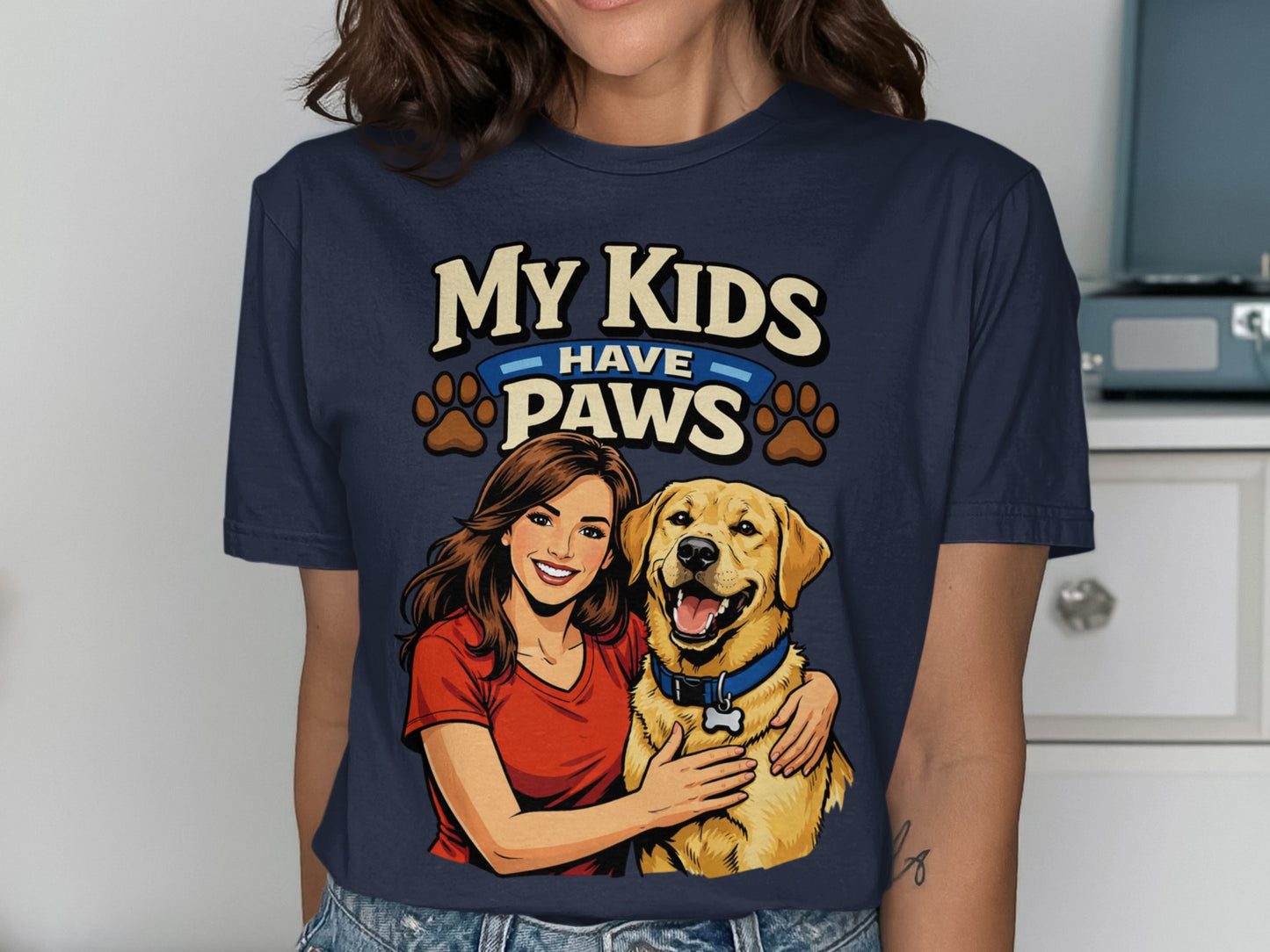 Woman with dog embracing, text reads "My Kids Have Paws"