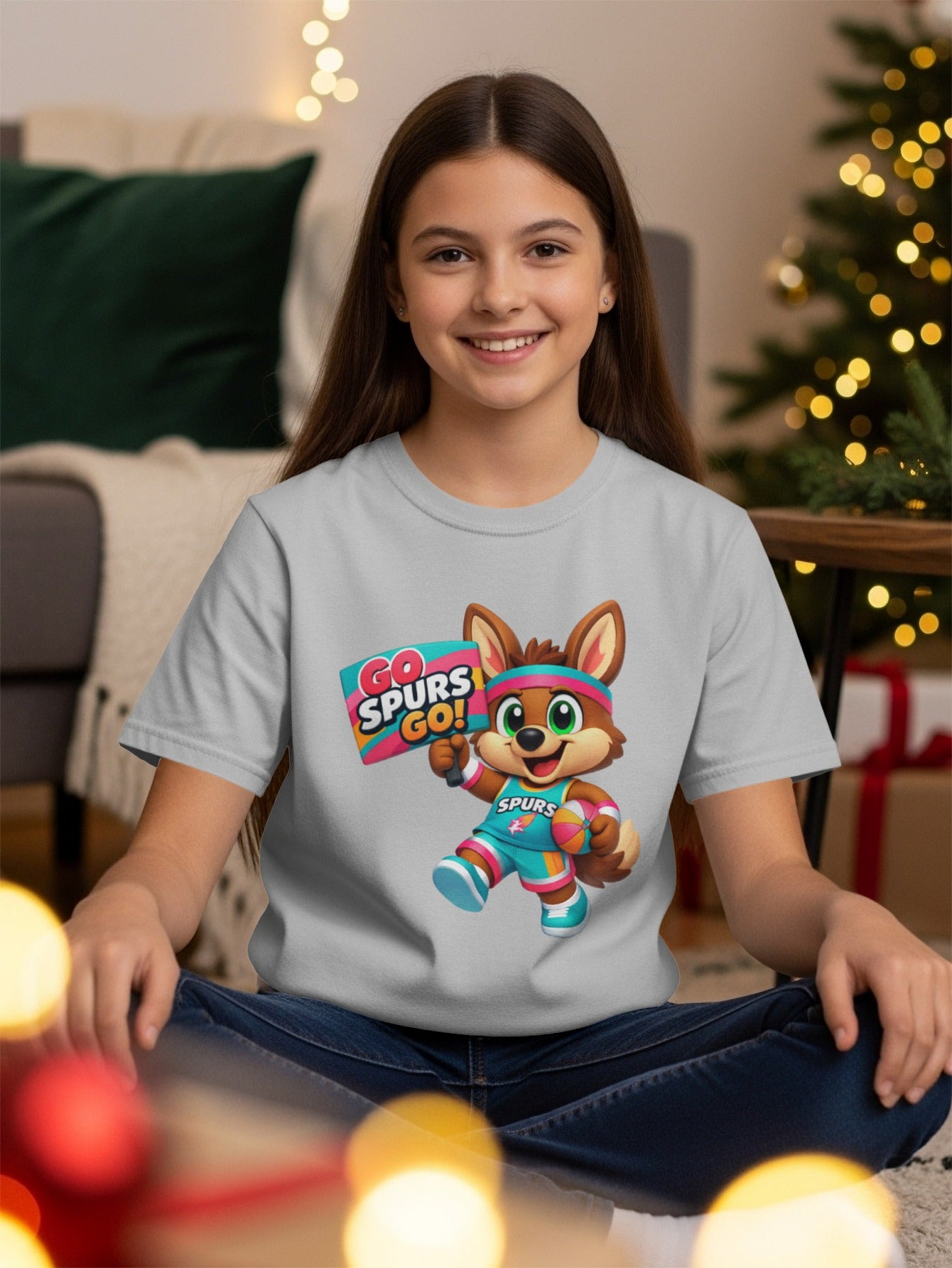 Cartoon fox in athletic wear holding a sign and ball, wearing a t-shirt with text.