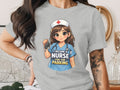 Cartoon nurse graphic with text: "I became a nurse for the parking."