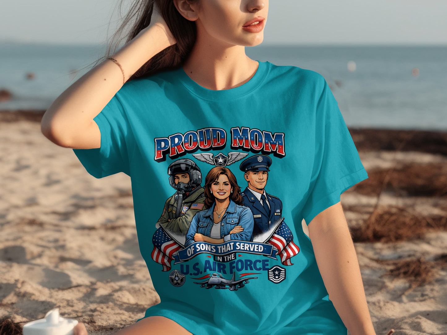 Proud mom of sons served in the U.S. Air Force t-shirt design.